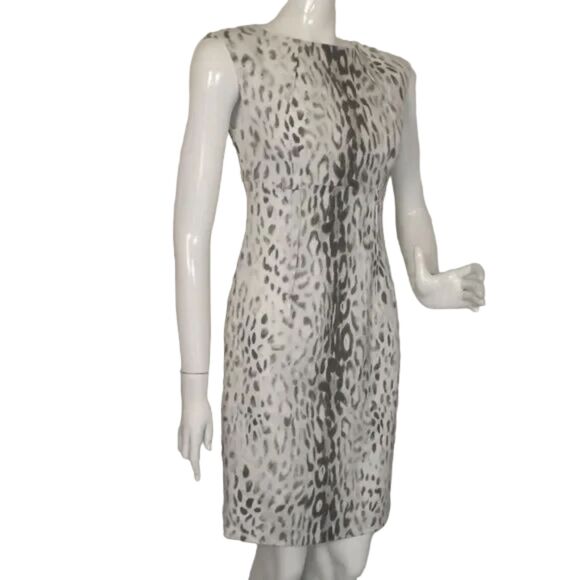 CALVIN KLEIN Dress, 2, Snow Leopard Print, Sleeveless, Empire waist, Sheath - Picture 2 of 15